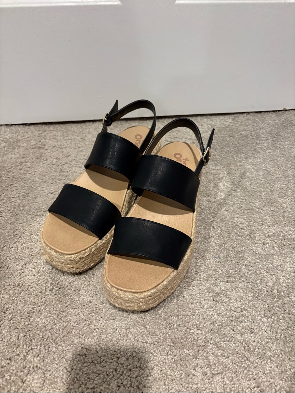 Black Espadrille Platform Sandals - Women's